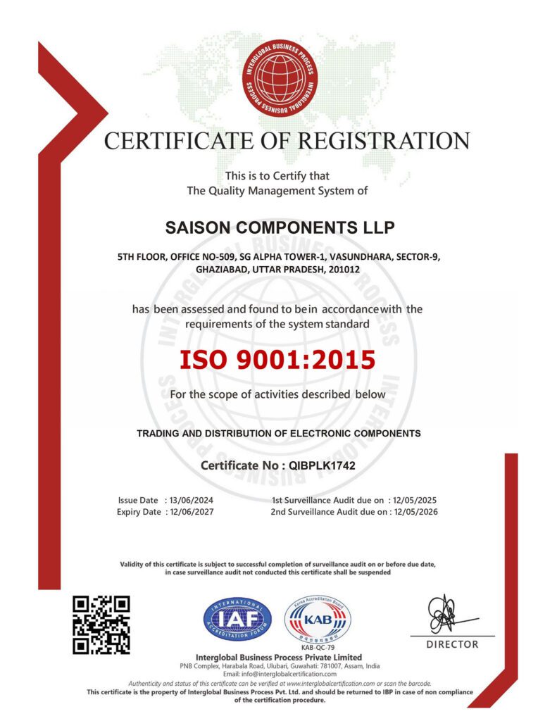 ISO Certificate - Saison Components LLP